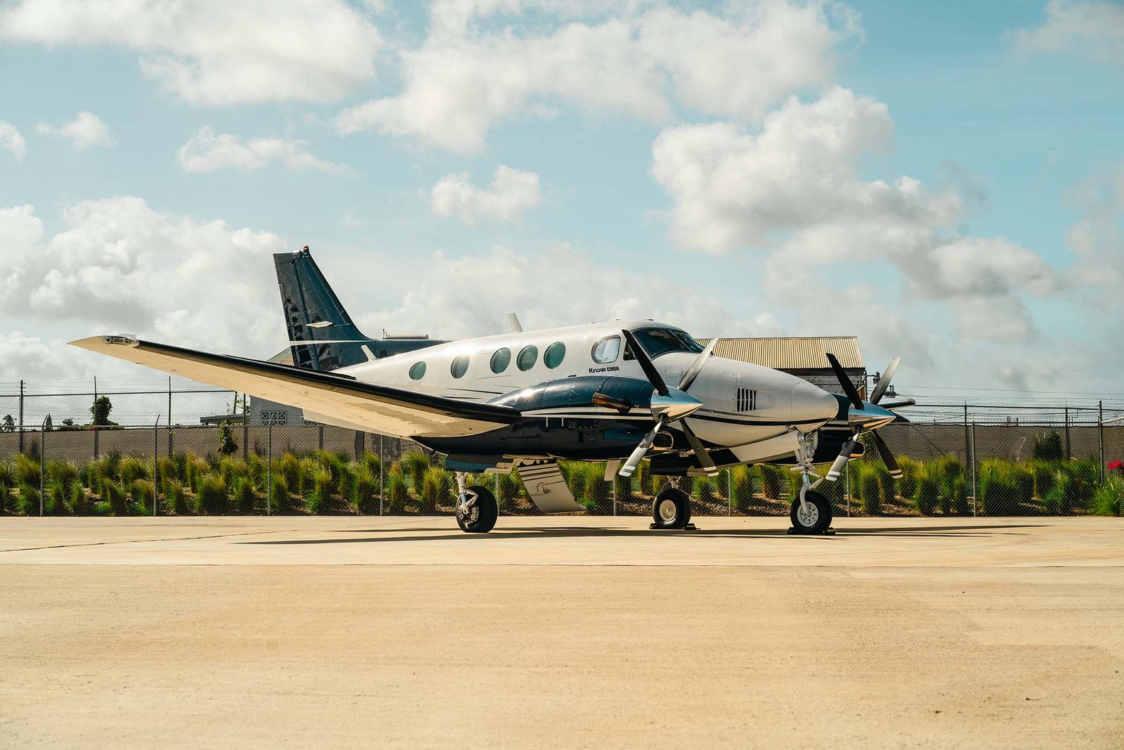 Privatelink Aviation King Air waiting on the ramp for passengers.